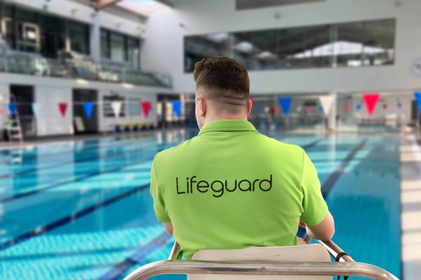 Male lifeguard on duty at Dorchester Sports Centre